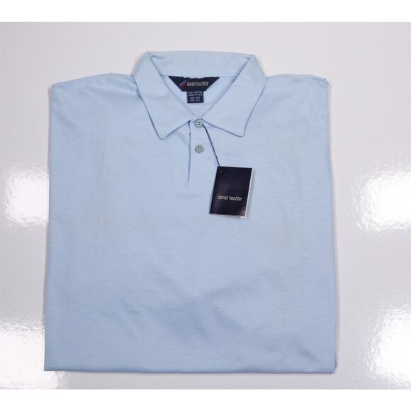 Daniel Hechter Vintage 80's Light Blue Jumper Polo Shirt New With Tags NOS XXL - Picture 1 of 6
